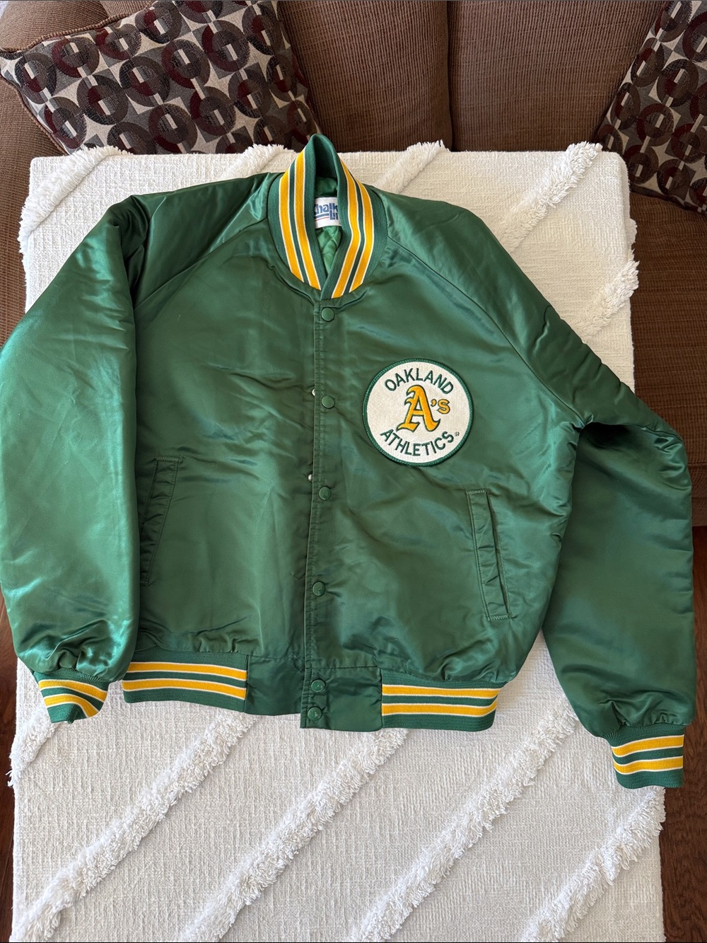 Oakland Athletics Kids Green Satin Bomber Jacket